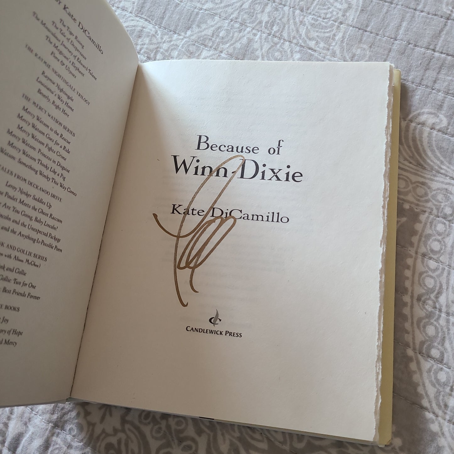 Signed Because of Winn-Dixie by Kate DiCamillo