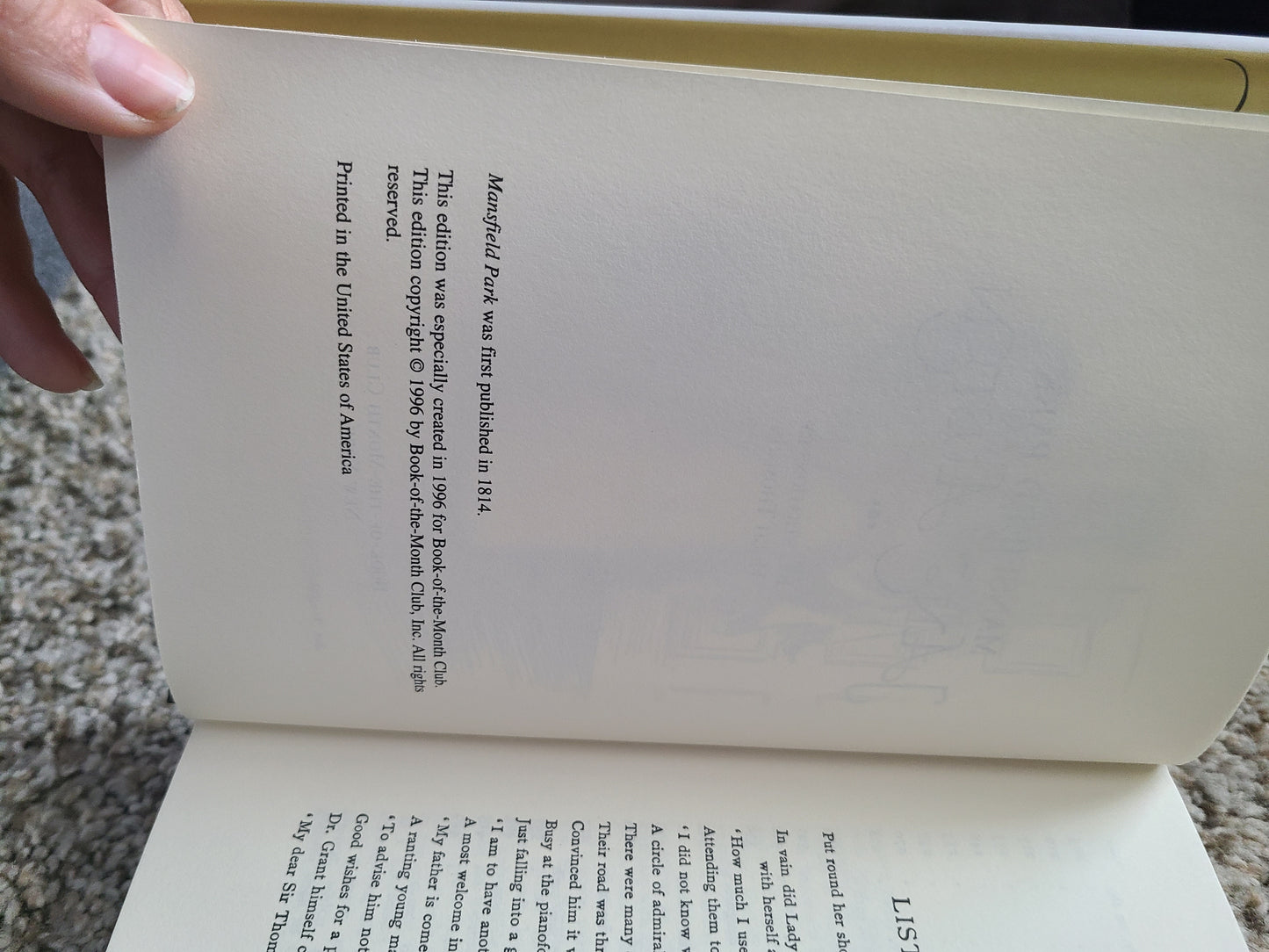 Mansfield Park by Jane Austen 1996 Book of The Month Club