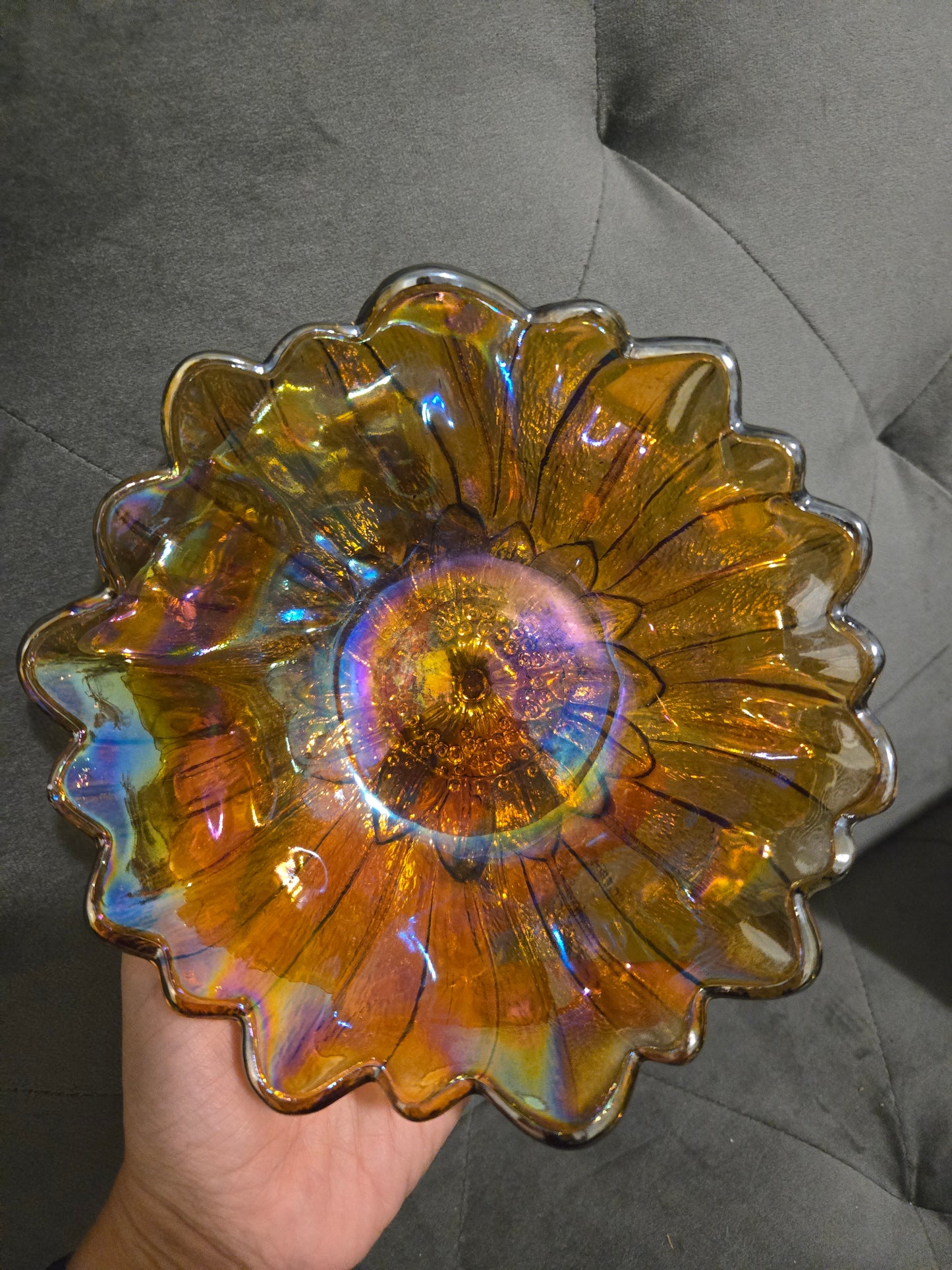 Carnival Glass Sunflower Bowl