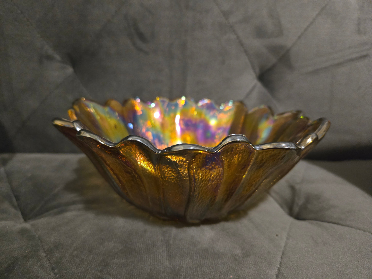 Carnival Glass Sunflower Bowl