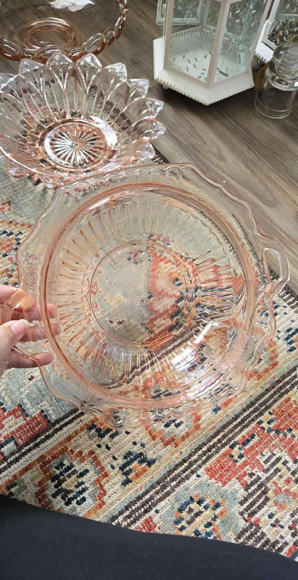 Pink Depression Glass Serving Bowl