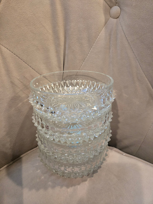 Vintage Diamond Point Indiana Glass 5in set of 4