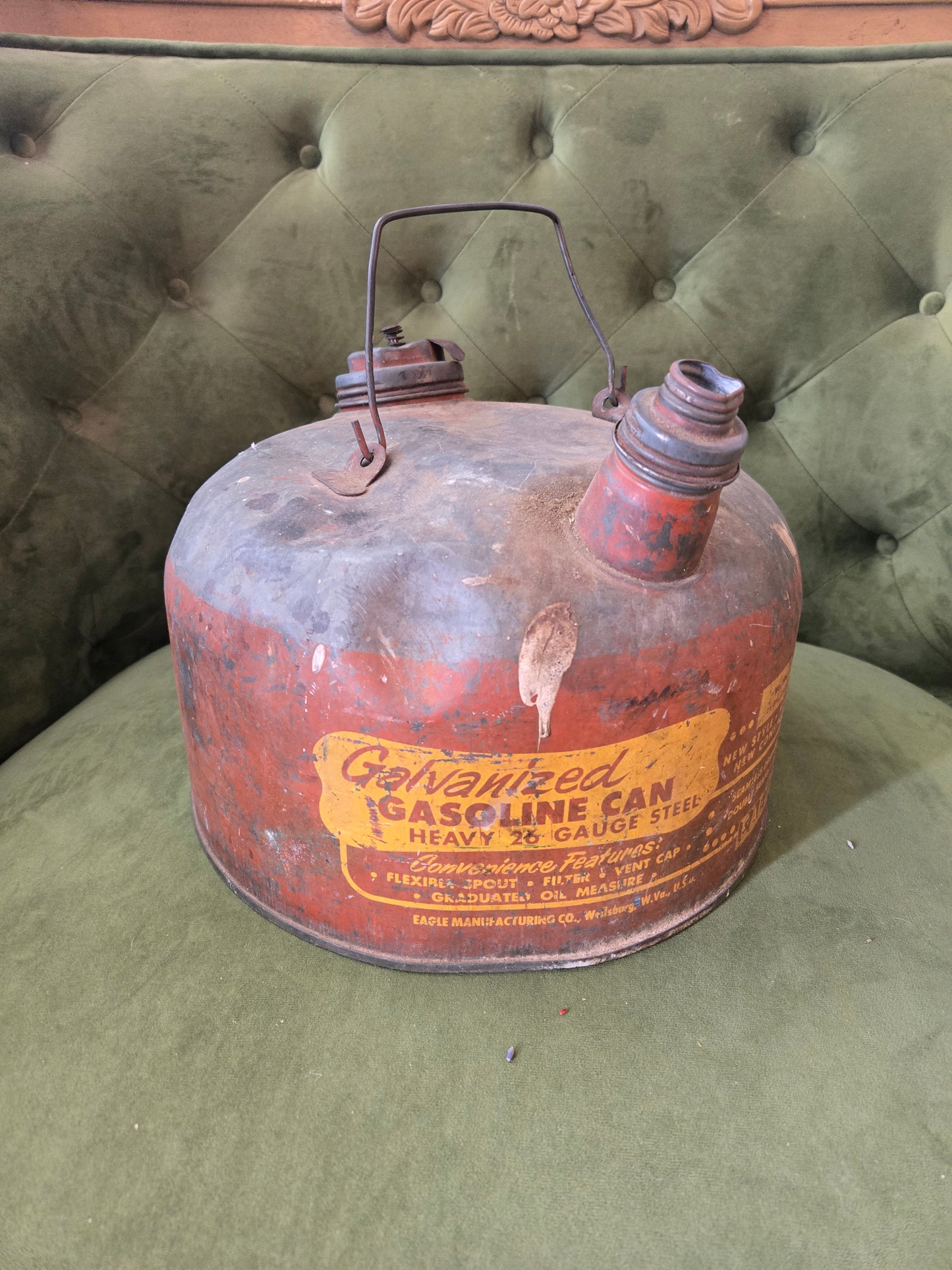 2.5 Gallon  Eagle Galvonized Antique Gasoline Can