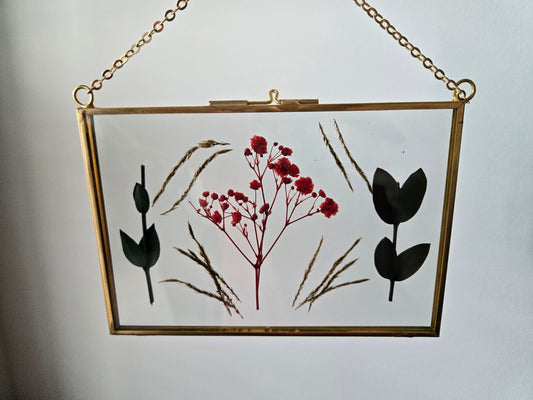 Pink and Green 6x4.5 Pressed Flower Suncatcher