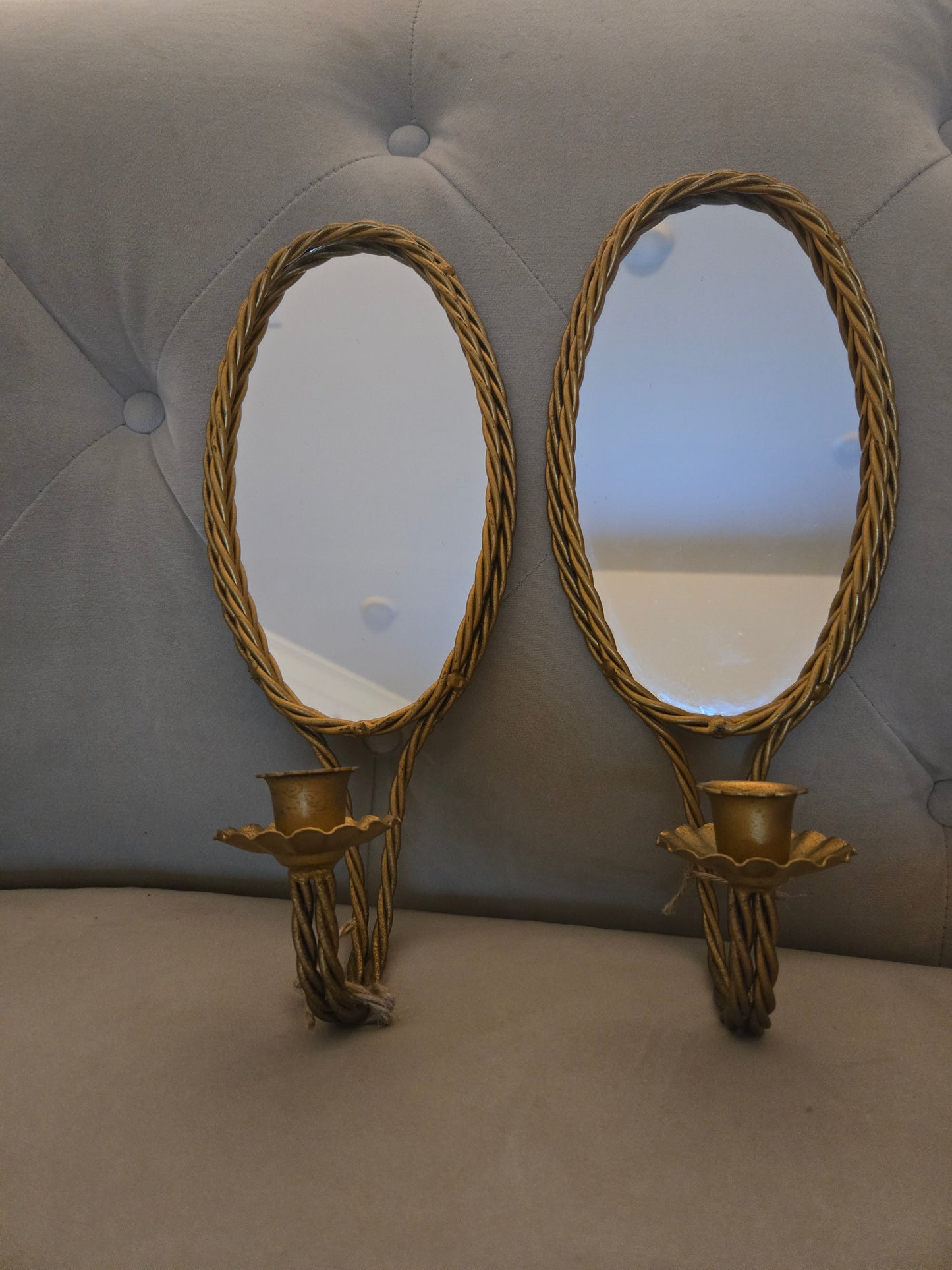 Vintage Brass Mirrored Regency Candle Holder