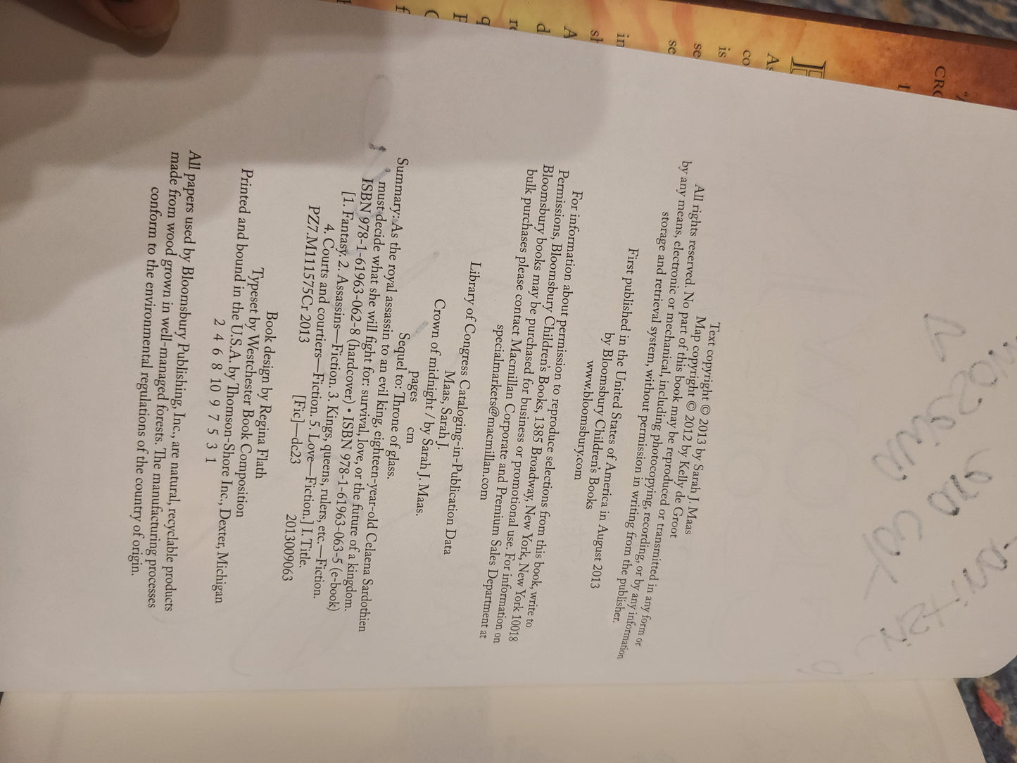 1st 1st Signed Hardback Crown of Midnight by Sarah J Maas