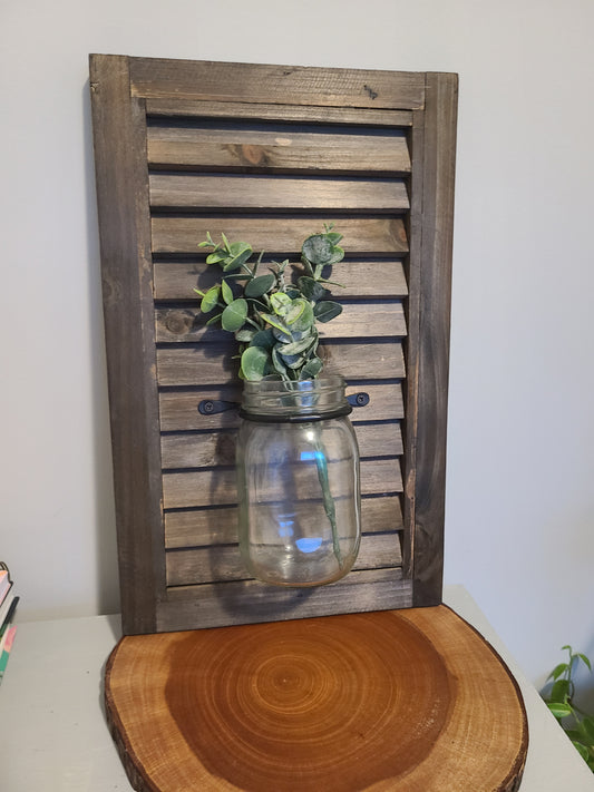 Wall Decore Grey Board w/Mason Jar
