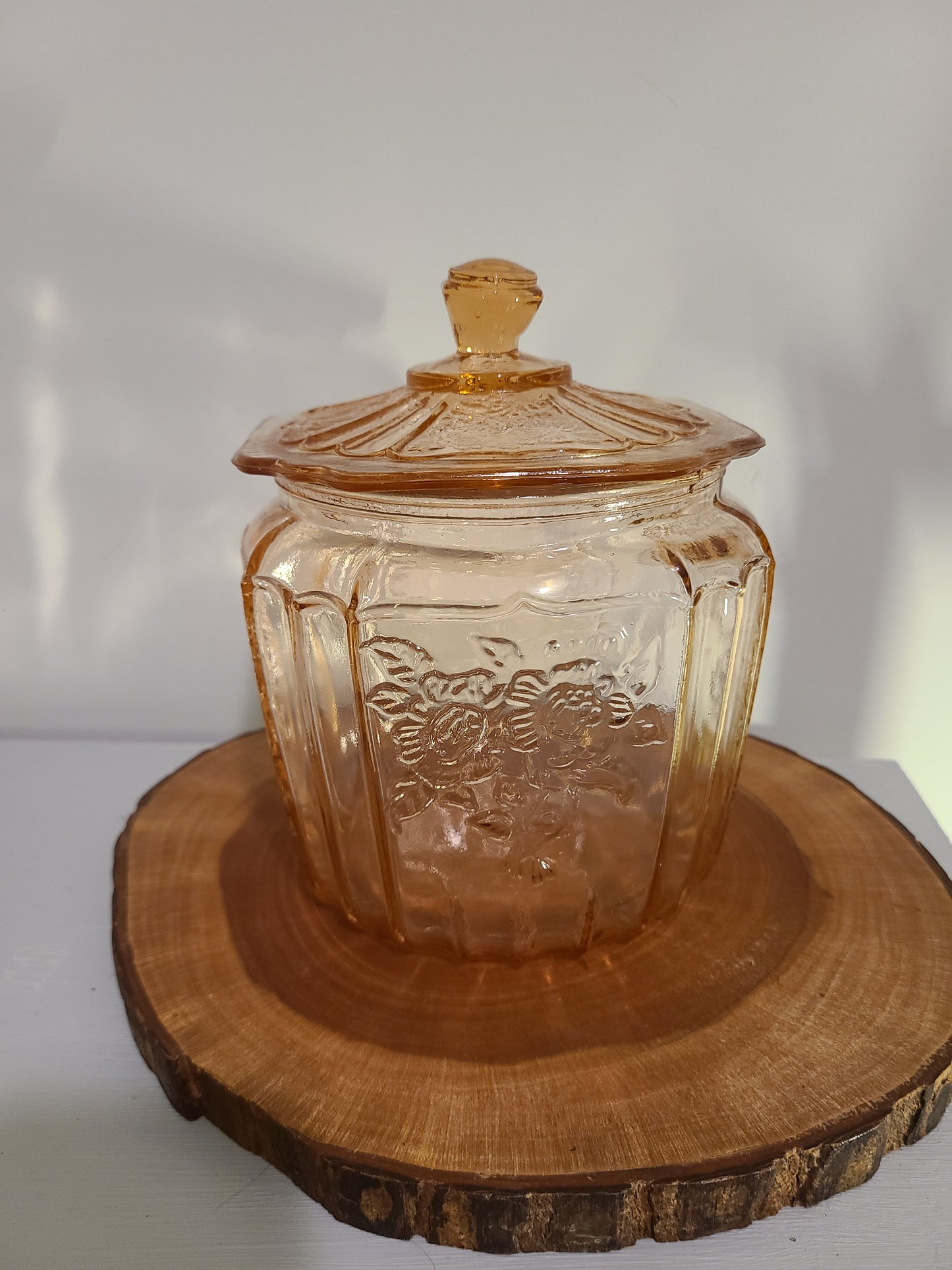 Pink Depression Glass Cookie Jar