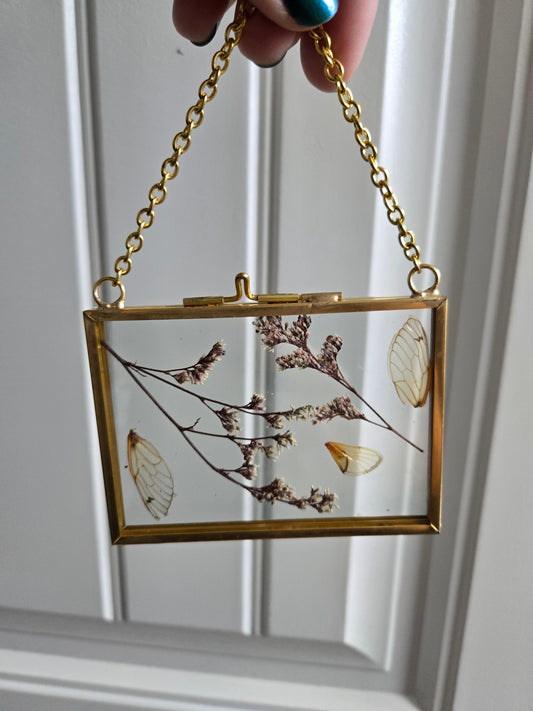 Pink Flowers and Wings Suncatcher