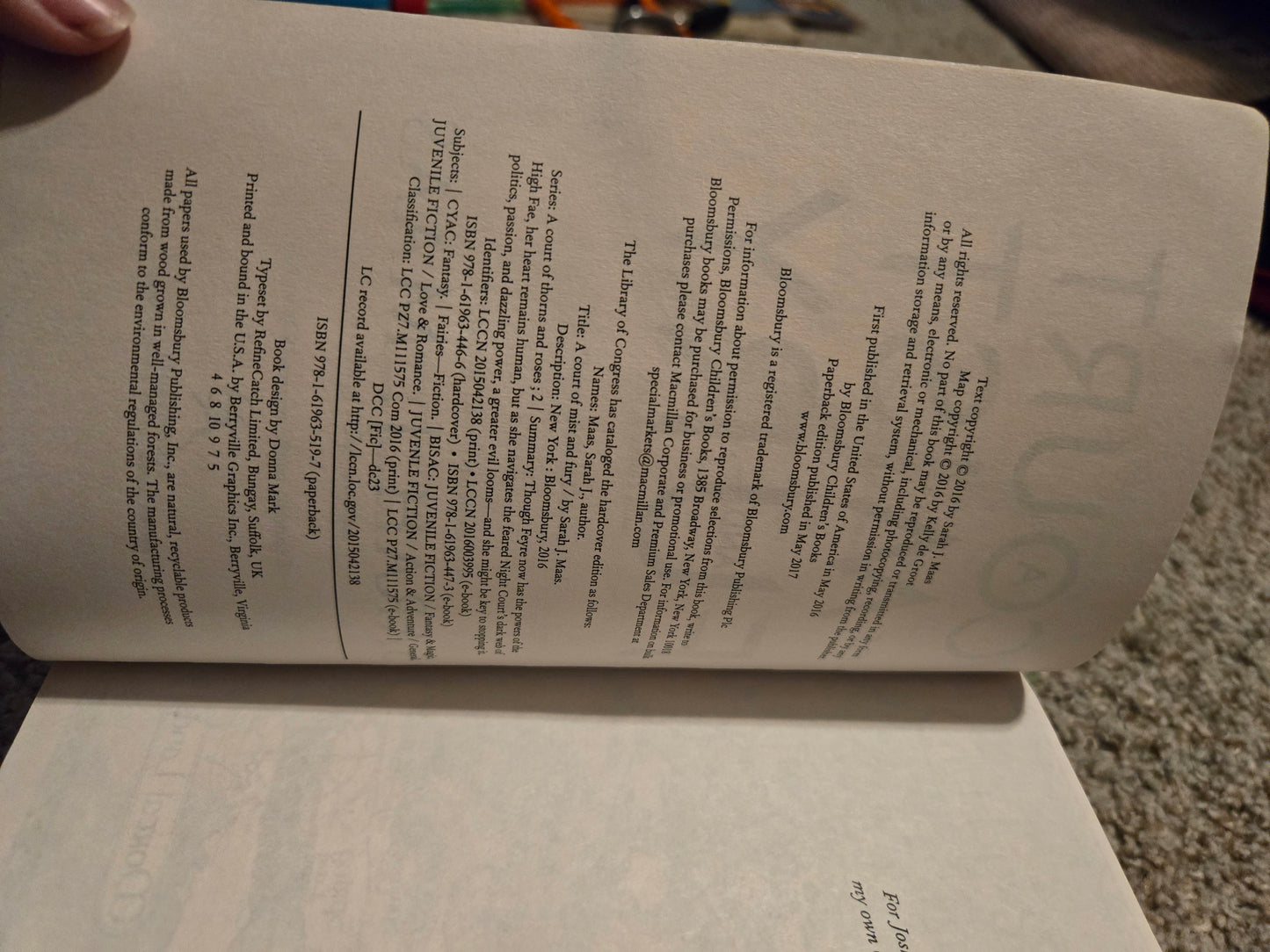 OOP A Court of Mist and Fury by Sarah J Maas