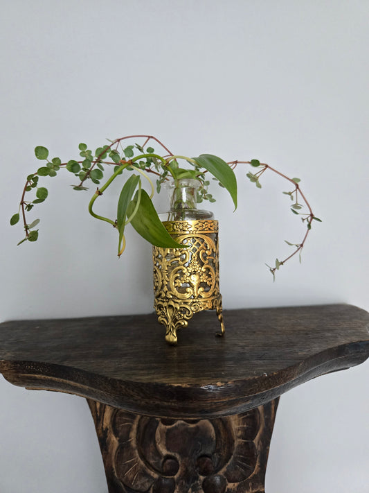 Japanese Brass Plant Base with Arrangement