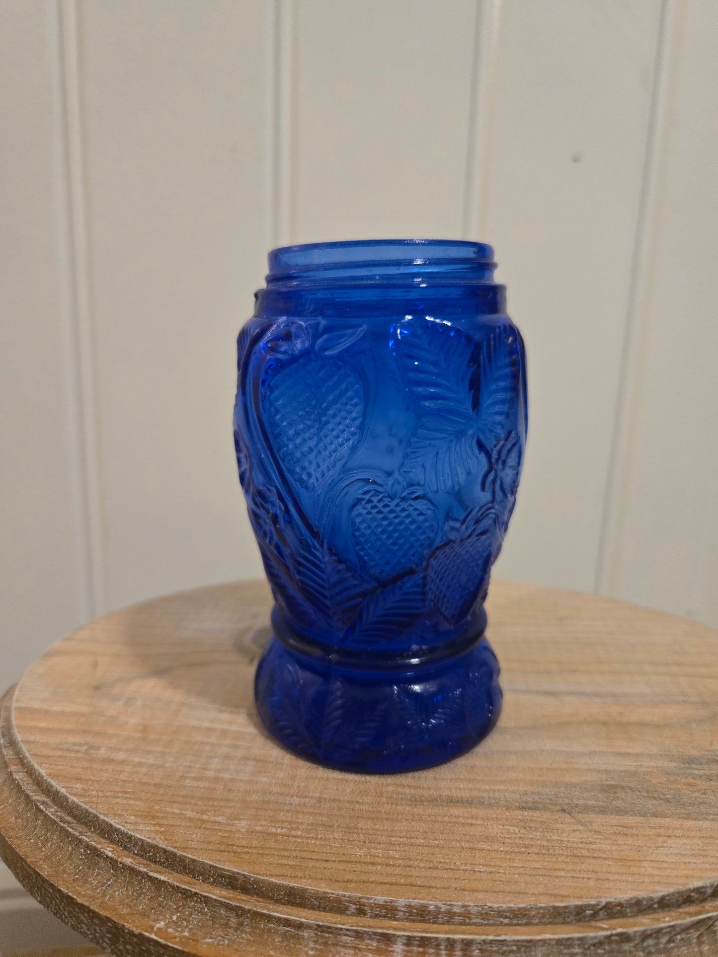 Short Blue Strawberry Vase