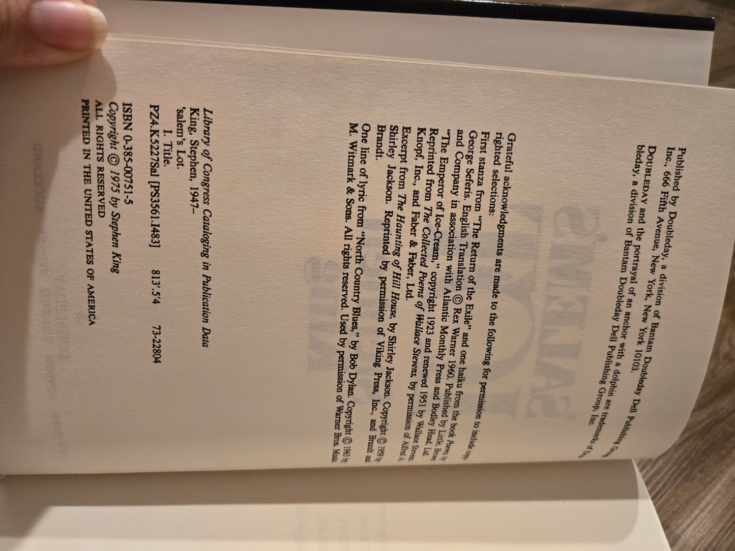 Salems Lot Double Play BCE 1st Edition by Stephen King