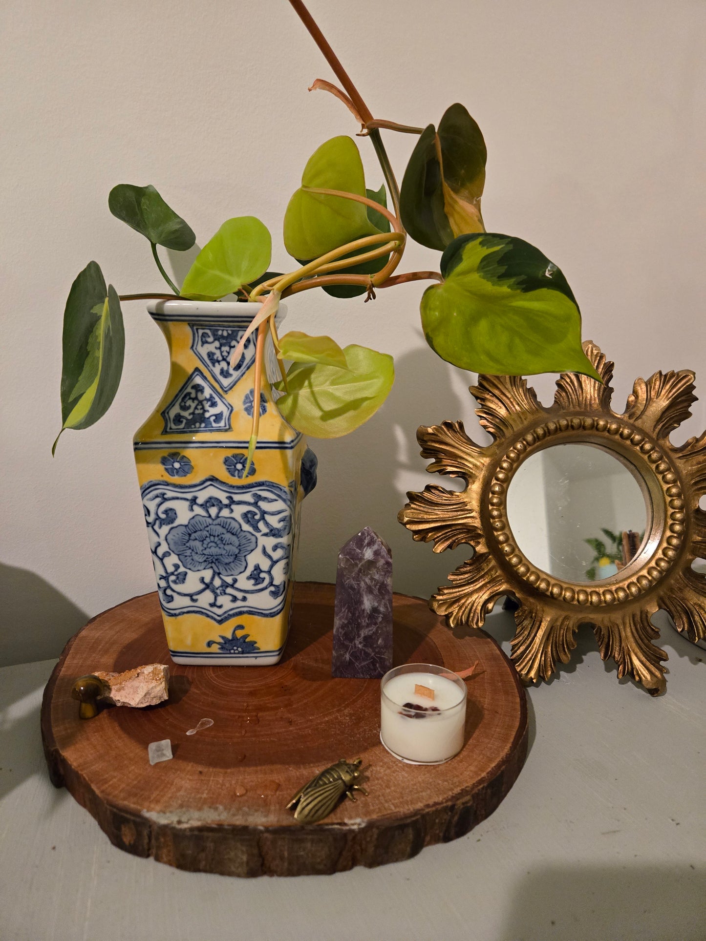 Authentic Japanese Vase w/Brazil Philodendrons