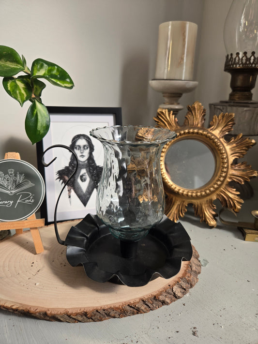 Blue and Black Cottage Decor Tea Candle Holder