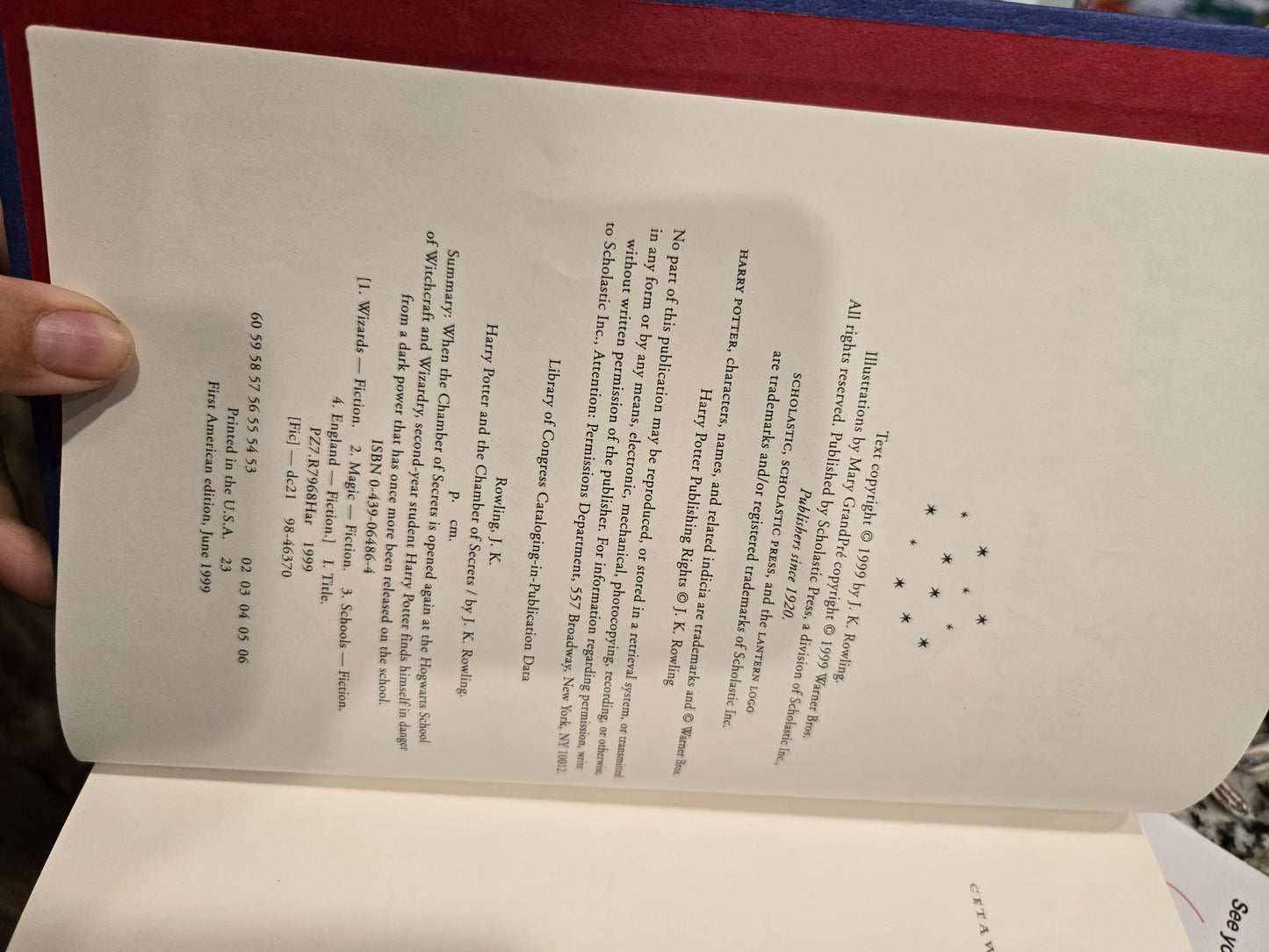 First Edition Harry Potter and The Chamber of Secrets.