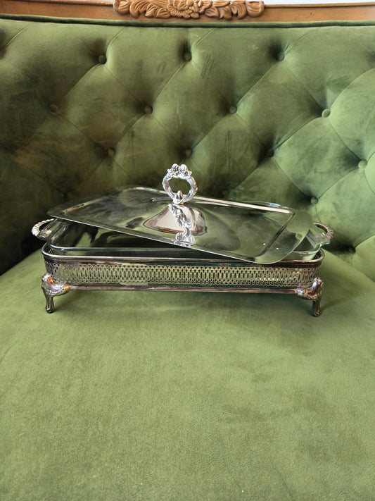 Sterling Silver Server with Lid and 9x13 Glassware
