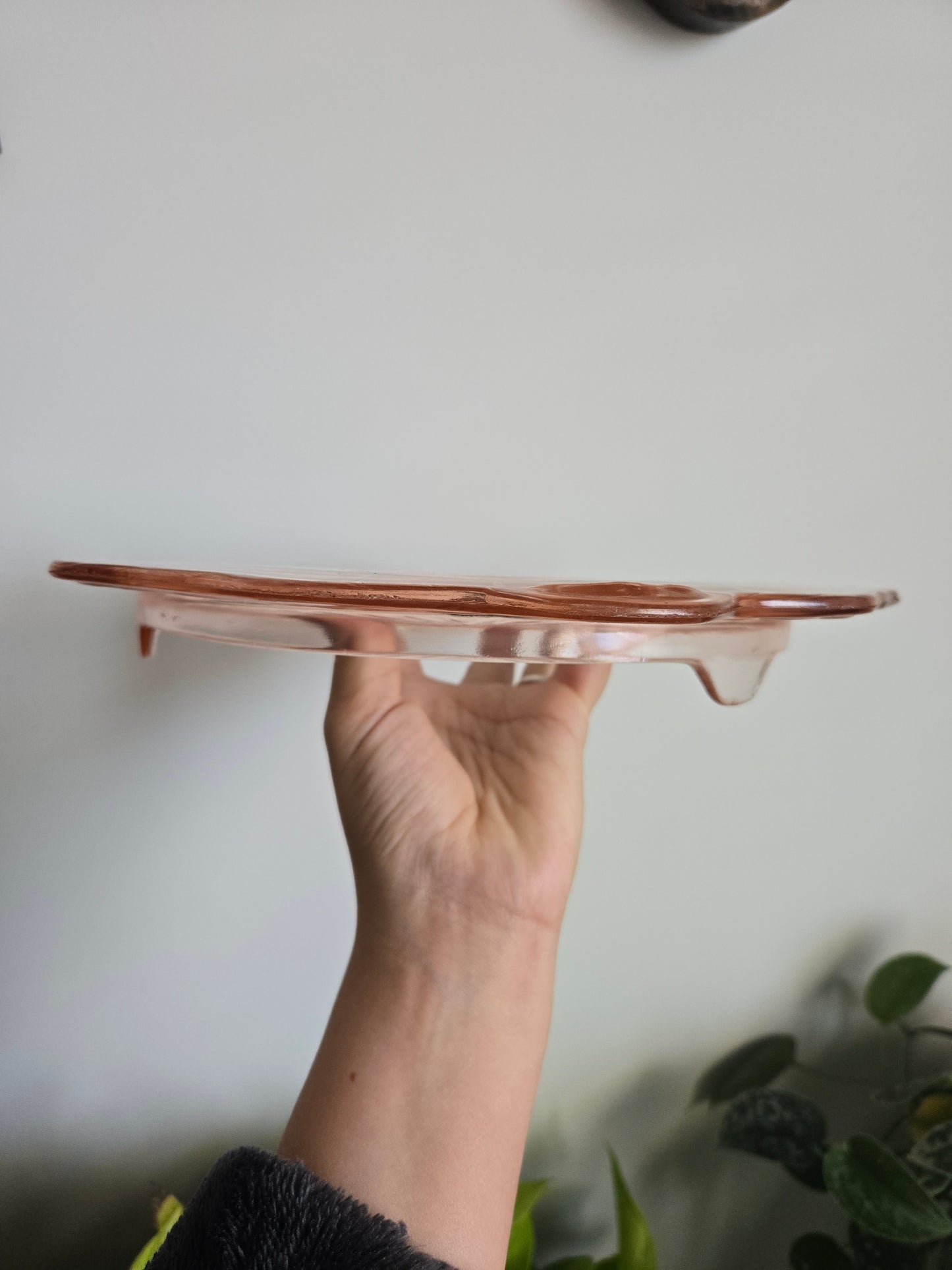 Pink Depression Glass Cake Stand