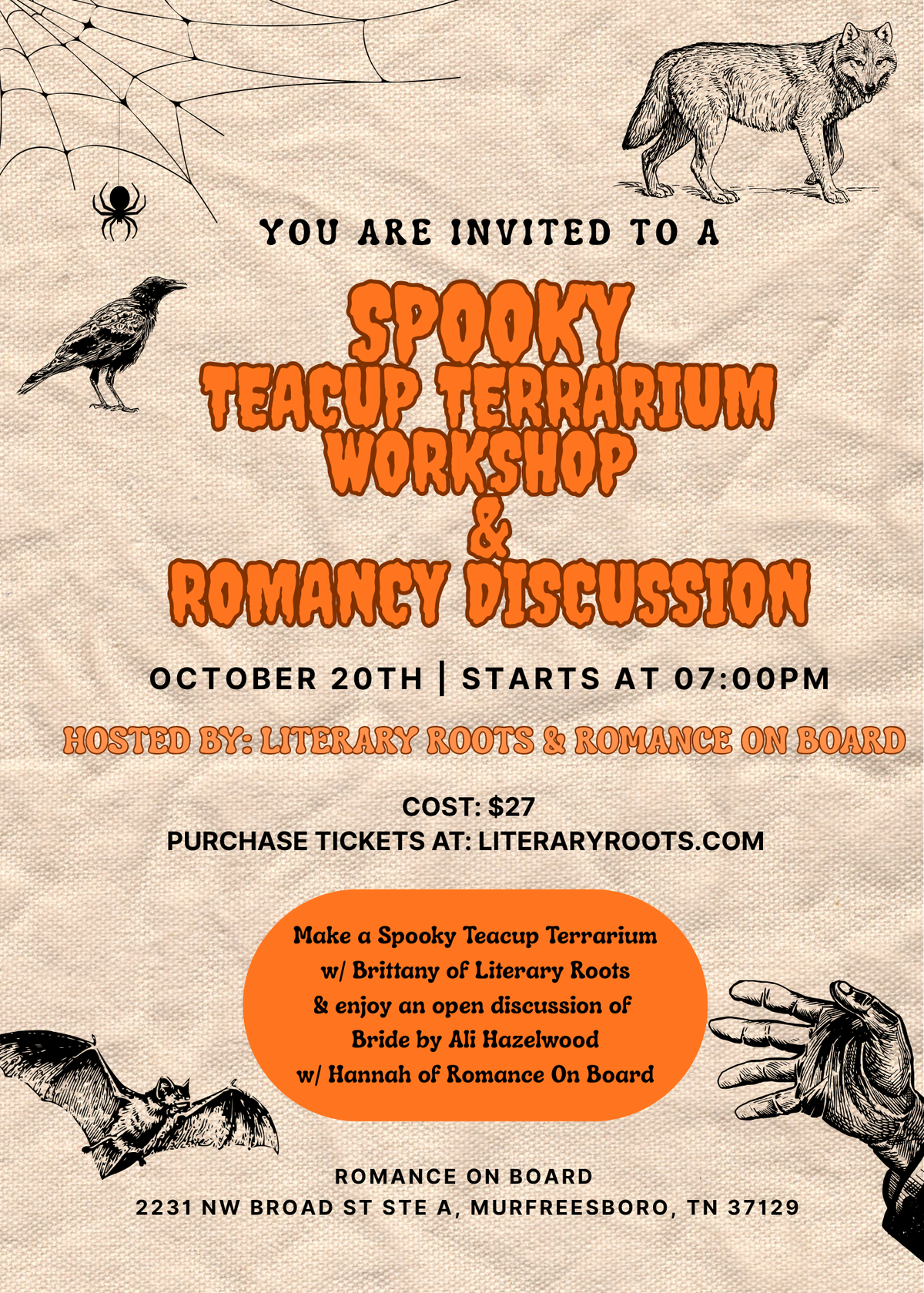 Spooky Teaup Terrarium Workshop and Romancy Discussion