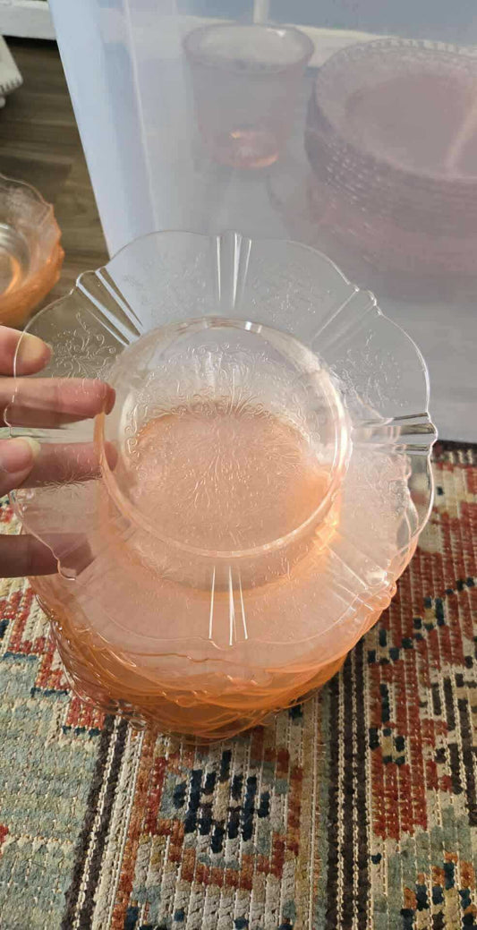 20 Small Pink Depression Glass Plates