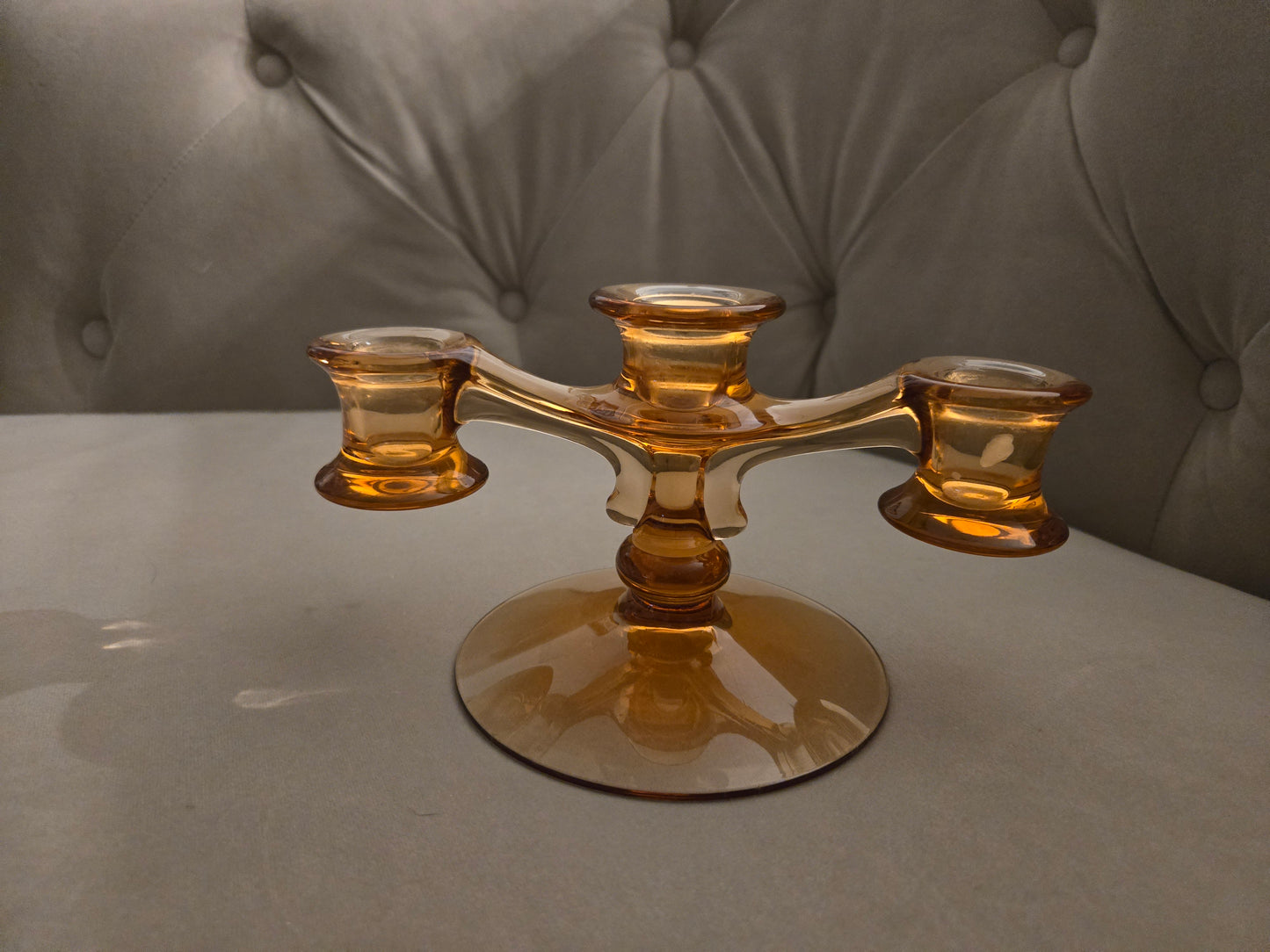 Amber Depression Glass 3 Tier Candle Stick Holder