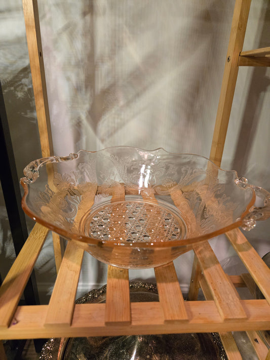Pink Depression Glass Serving Bowl
