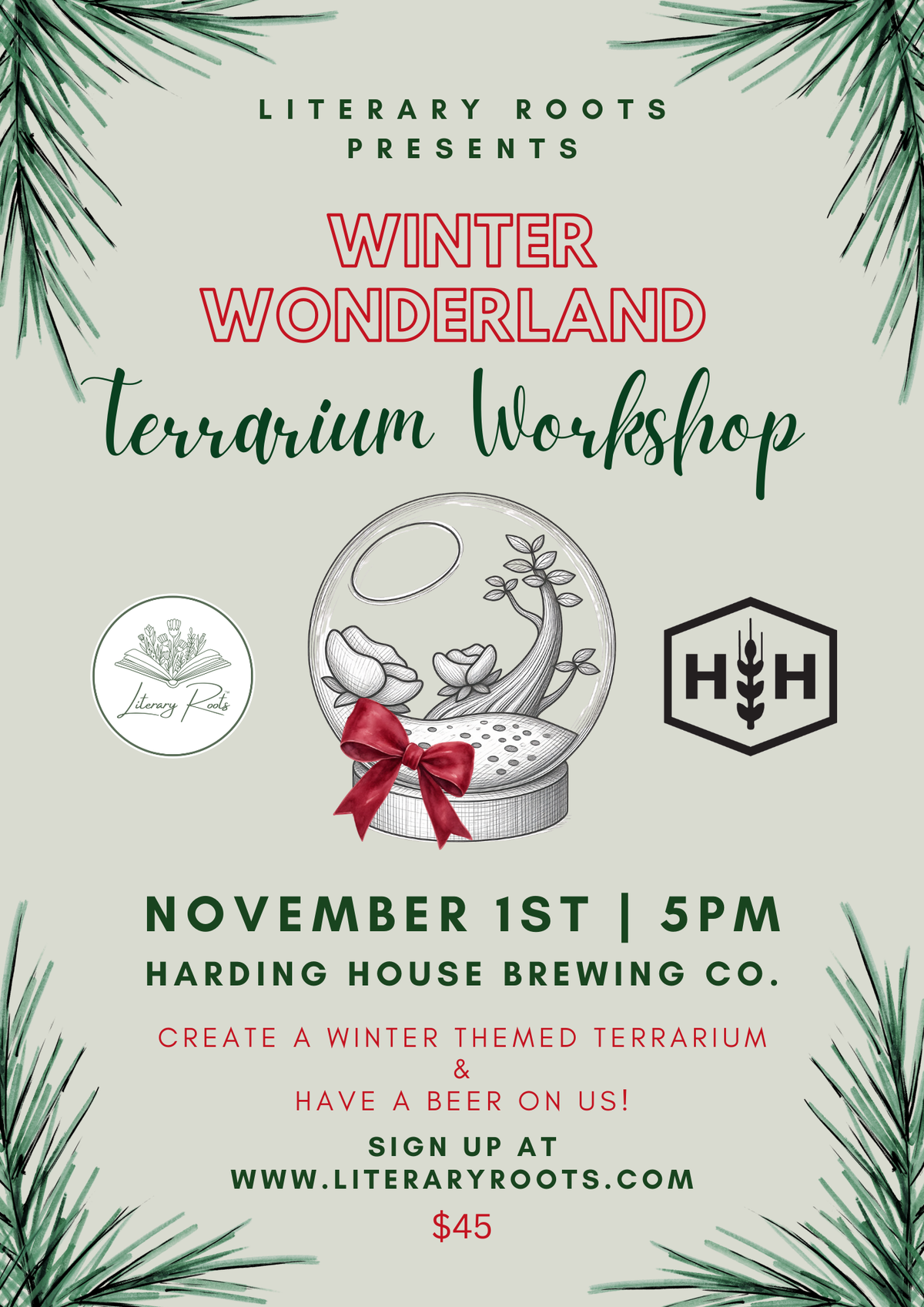 Winter Wonderland Terrarium Workshop @ Harding House Brewing Co