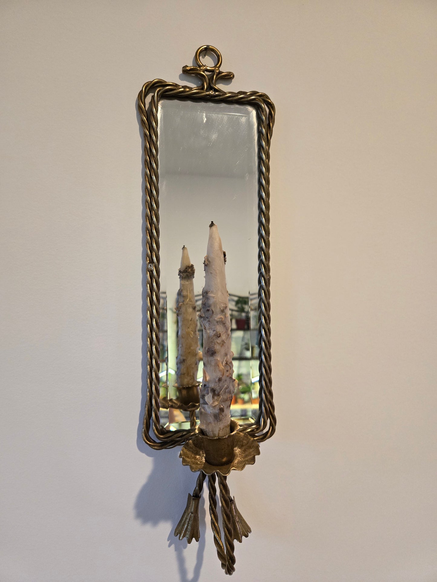 Old Hollywood MCM Brass Candle Stick Sconce