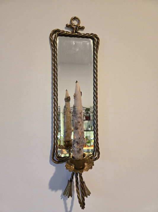 Old Hollywood MCM Brass Candle Stick Sconce