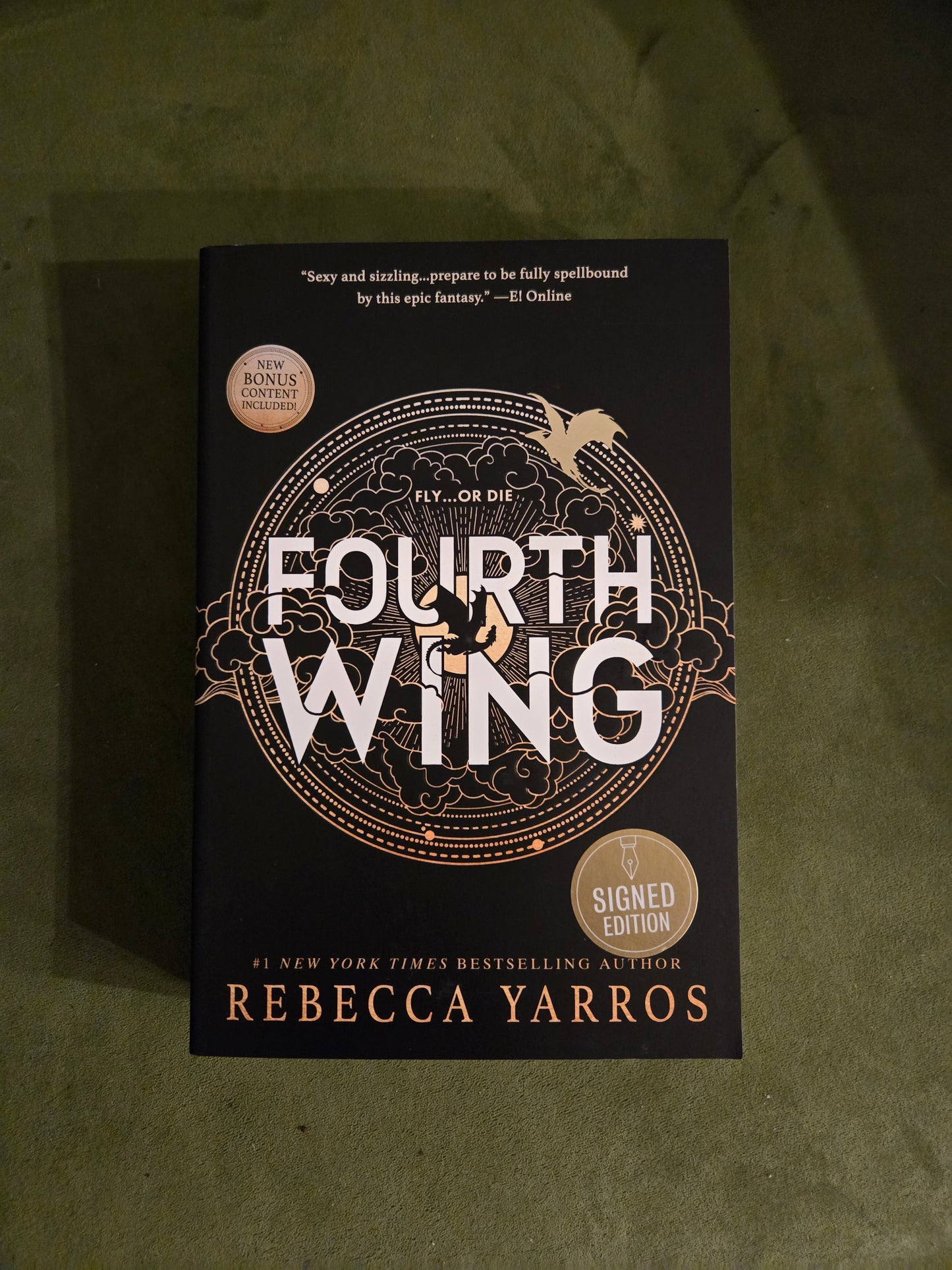 Signed 1st Edition Paperback Fourth Wing with Sprayed Edges by Rebecca Yarros