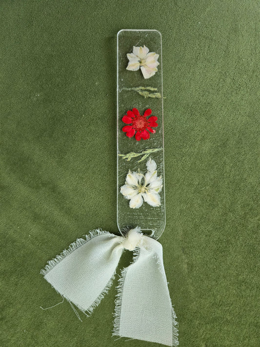 Red and White Pressed Flower Bookmarks