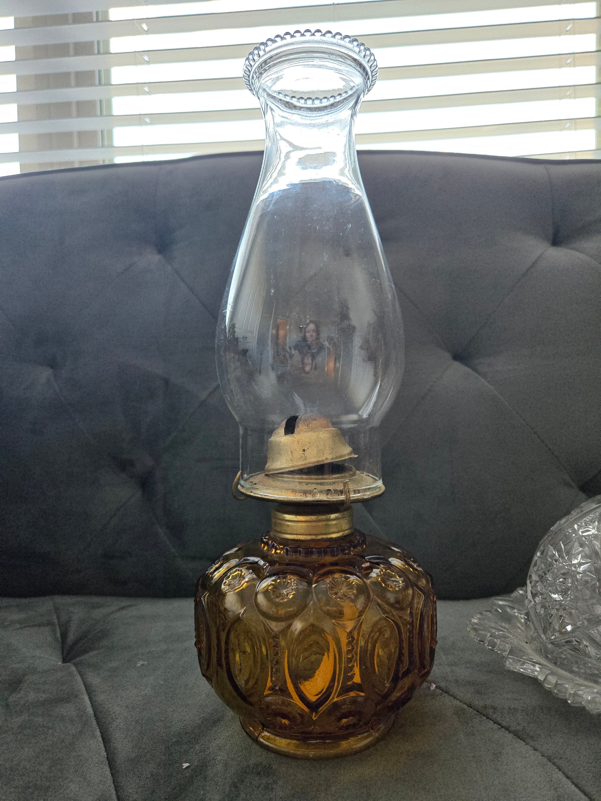 Vintage Amber Glass Moon \u0026 Stars Kerosene Oil Lamp with Chimney – Literary  Roots, image size:1920x2560