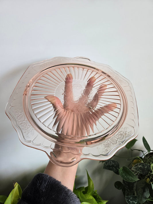 Pink Depression Glass Cake Stand