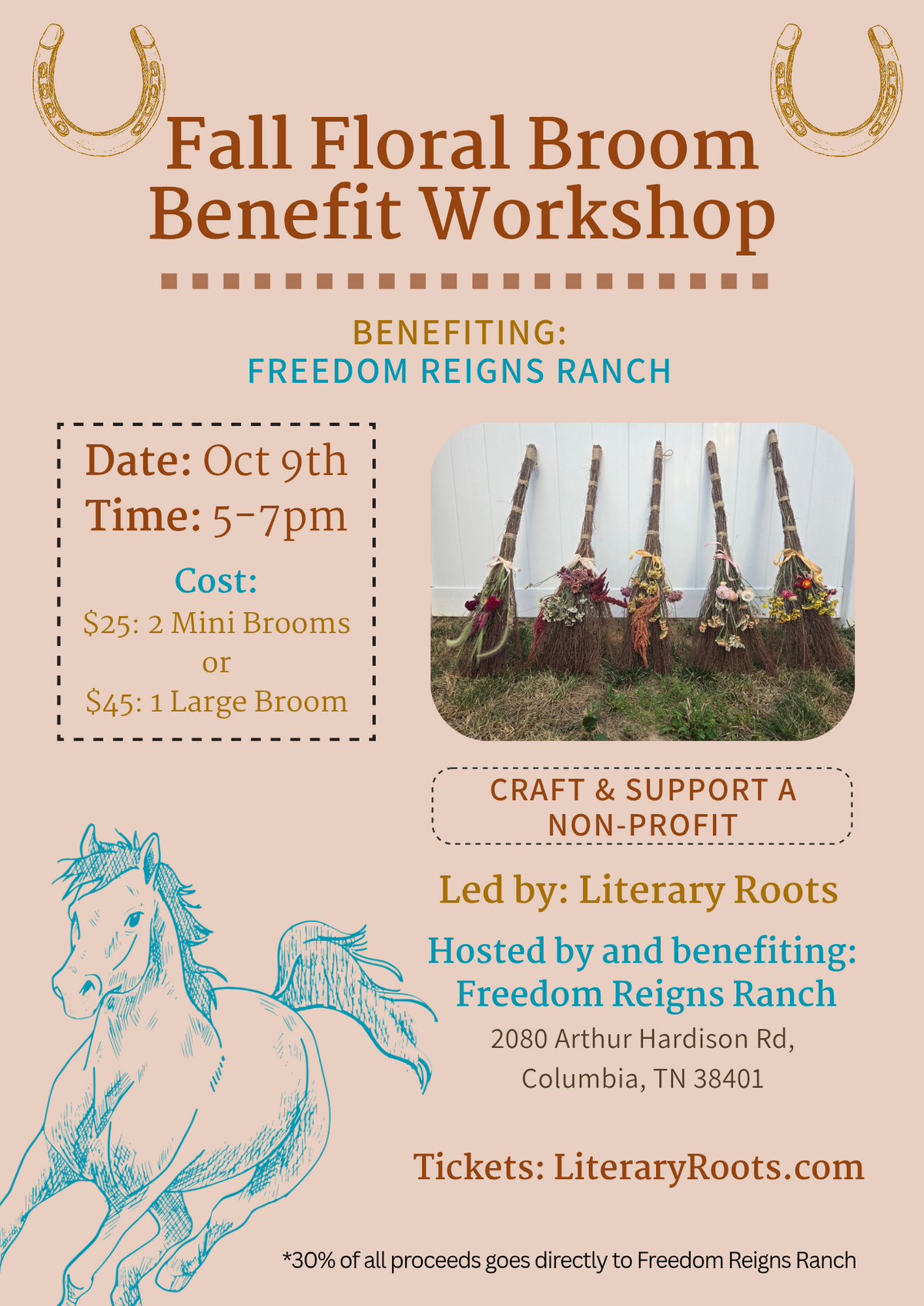 Floral Broom Benefit Workshop for Freedom Reigns Ranch