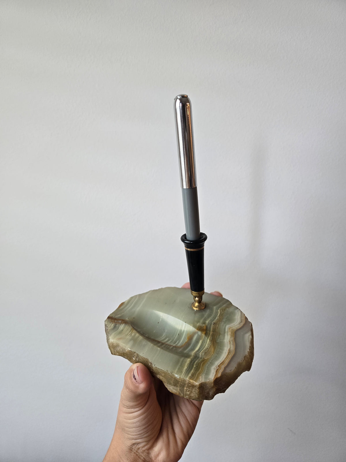 Agate Pen Holder Slice Geode Polished For Desk
